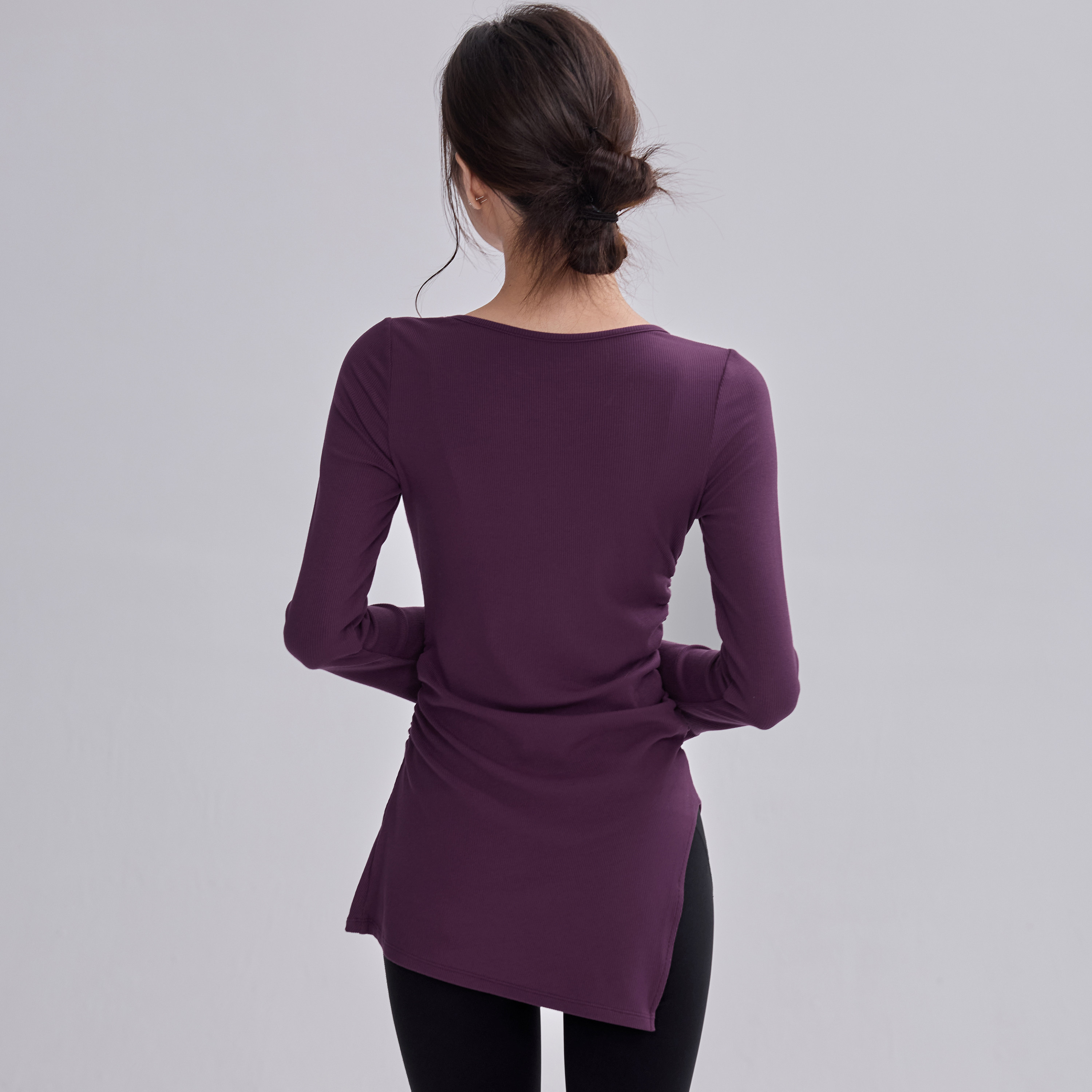 2026新款绝绝紫瑜伽T恤中长款开叉长袖显瘦健身普拉提运动上衣冬,淘宝优惠券,粉丝福利购,淘宝优惠卷