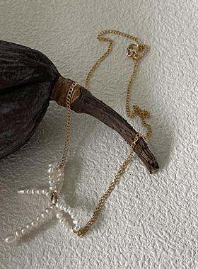 轻奢精致珍珠蝴蝶结锁骨链