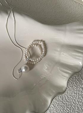 纯银小众设计简约百搭珍珠戒指