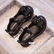 Girls single shoes 2022 Spring new children Black Leather Shoes Girl spring and autumn Chinese CUHK Soft Bottom Show