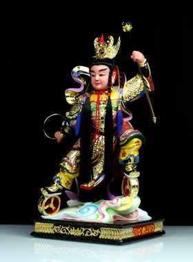 中坛元帅实香樟木工艺品神像降魔天神护法神哪吒神像家用供奉摆件