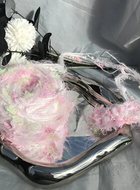桃花朵朵|diy手编特色网红手混线毛线团ins风可编织发卡衣服围巾
