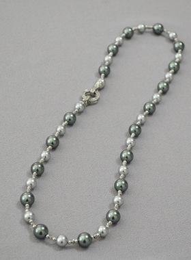 倪妮明星同款渐变仿大溪地真多麻施家珍珠项链高级感小众毛衣链女