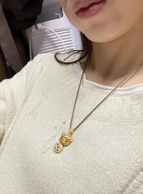 新中式古法眨眼貔貅招财项链吊坠立体錾刻工艺元宝钱币国风毛衣链