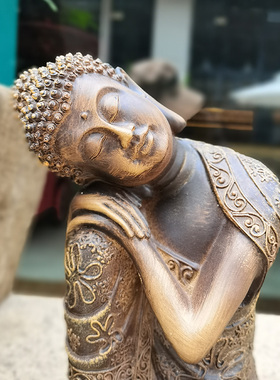 新中式家居禅意佛像摆件入户花园装饰品茶室庭院造景睡佛工艺品