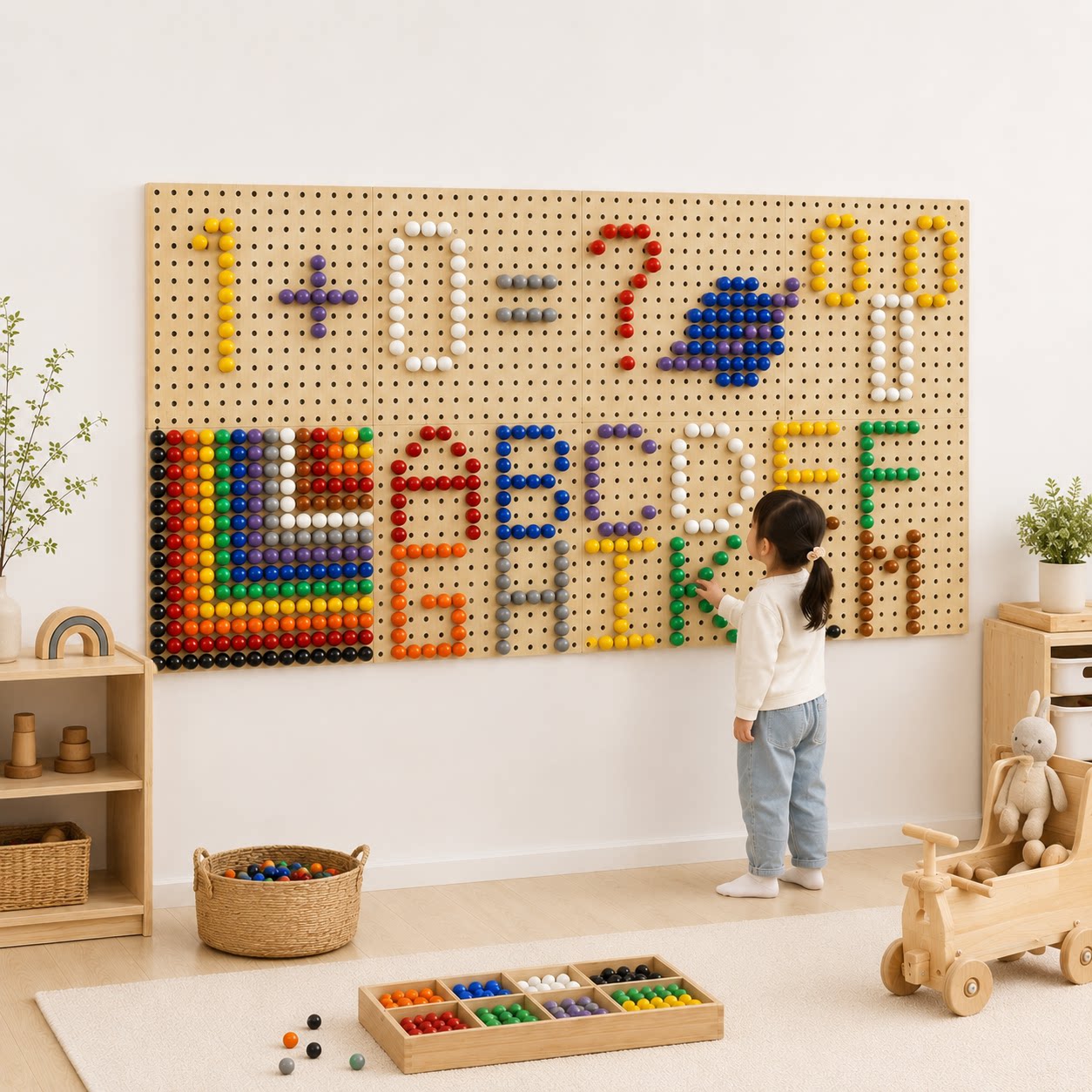 Kindergarten studio background wall solid wood perforated board