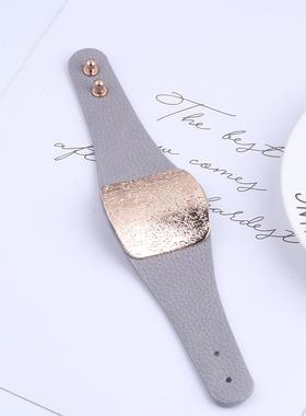 韩版新款时尚帅气男女宽边PU皮革金属装饰手环女个性手镯手饰品潮