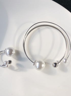 日韩风百搭仿珍珠戒指学生手环