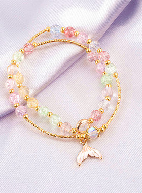 学生串珠水晶手链森系