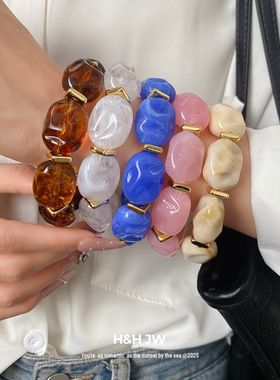 新款欧美亚克力不规则几何椭圆形手链个性夸张手环小众高级感手饰