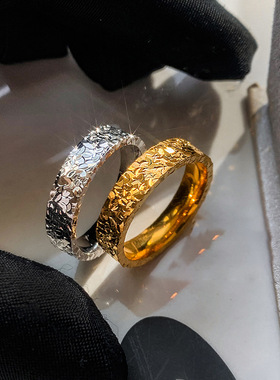 韩国东大门不规则纹理开口戒指