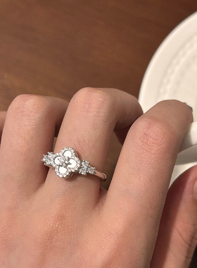 韩国新款锆石花朵时尚开口戒指个性冷淡气质食指戒轻奢高级感手饰