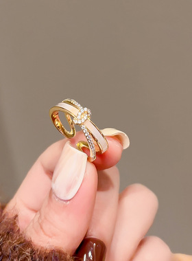 韩国东大门滴油锆石戒指简约时尚高级感食指戒百搭气质小众手饰女