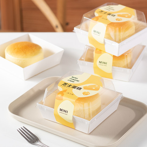 芝士蛋糕包装盒子迷你轻乳酪蛋糕透明烘焙小西点甜品一次性打包盒 - 图0