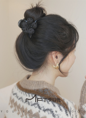 兰壹壹向阳花抓夹黑色水晶高级感太阳花朵抓夹甜美清新气质发夹