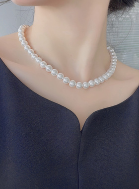 兰壹壹安娜小姐项链10MM玻璃珠通勤百搭轻奢设计小众锁骨链项链女