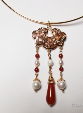 原创设计红玛瑙璎珞铜镀金