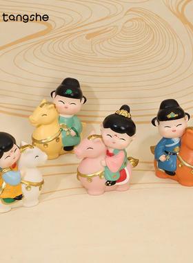 盛唐踏马游春摆件可爱卡通唐小圆桌面装饰品西安文创旅游伴手礼物