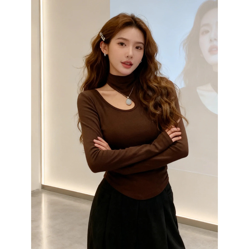 大码胖mm镂空长袖T恤女内搭加绒磨毛打底衫2025秋冬新款修身上衣,淘宝优惠券,粉丝福利购,淘宝优惠卷