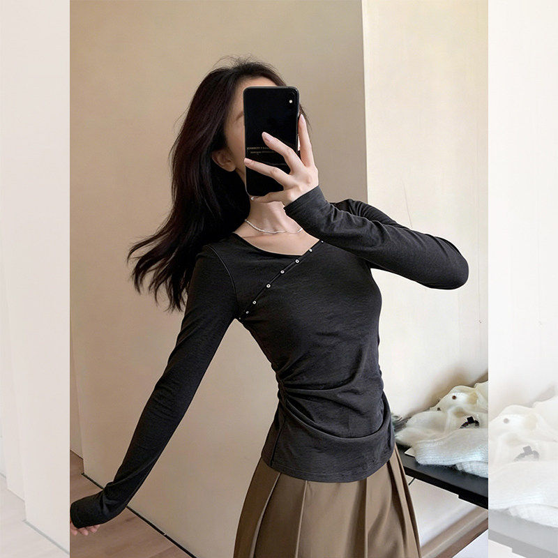 大码胖mm秋冬季柳丁v领t恤打底衫女内搭高级感可外穿修身长袖上衣,淘宝优惠券,粉丝福利购,淘宝优惠卷