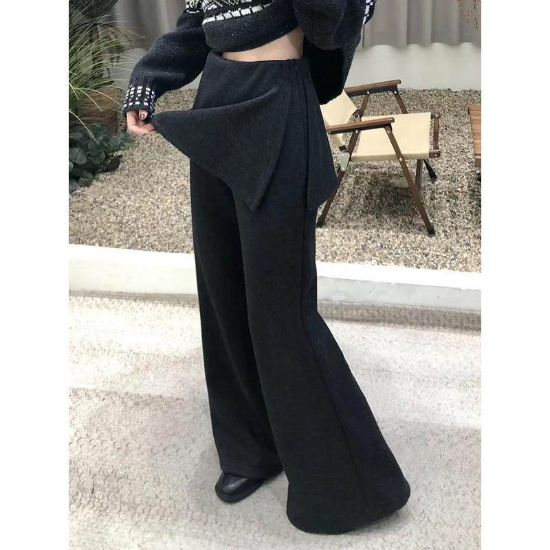 大码胖mm高腰垂感叠穿裙裤女2025春装新款小众设计感微喇叭马蹄裤,淘宝优惠券,粉丝福利购,淘宝优惠卷