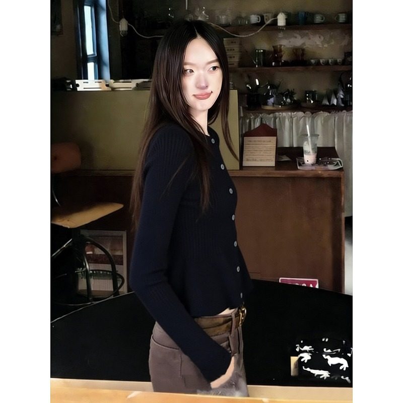 大码胖mm时尚气质针织衫女秋冬季荷叶边毛衣开衫收腰修身内搭上衣,淘宝优惠券,粉丝福利购,淘宝优惠卷