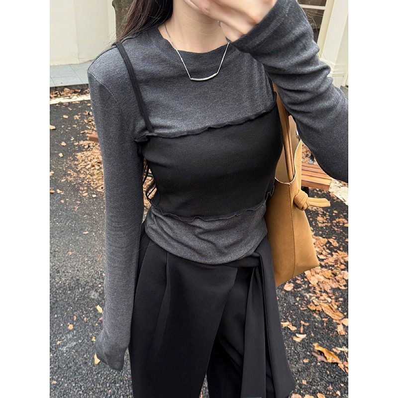 大码胖mm假两件长袖t恤女2025秋季新款显瘦气质独特巨好看上衣潮,淘宝优惠券,粉丝福利购,淘宝优惠卷