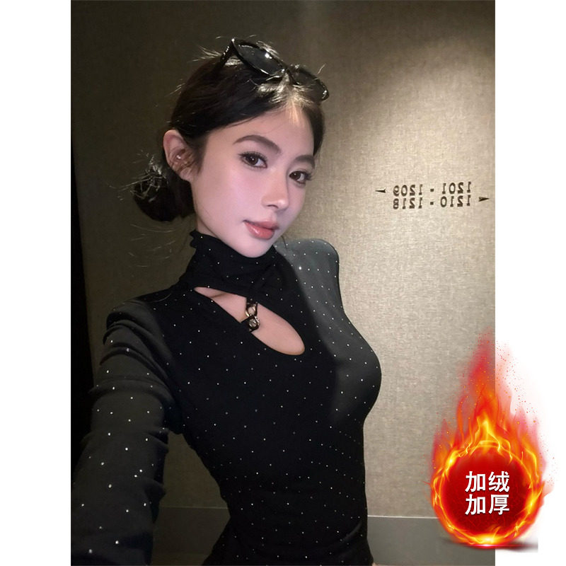 大码胖MM细闪镂空半高领长袖T恤女秋冬季新款显瘦绝美打底衫上衣,淘宝优惠券,粉丝福利购,淘宝优惠卷