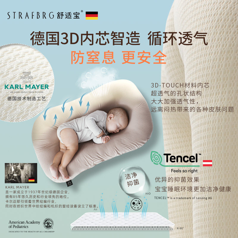 德国舒适宝新生儿仿生可移动婴儿床 STRAFBRG舒适宝母婴床中床