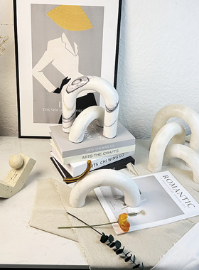 简约现代香雪梅拱门几何桌面样板房书房办公室软装高级感摆件饰品