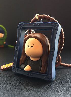 卡通月半艺术家梵高珍珠少女钥匙扣蒙娜莎莎汽车钥匙链情侣包挂件