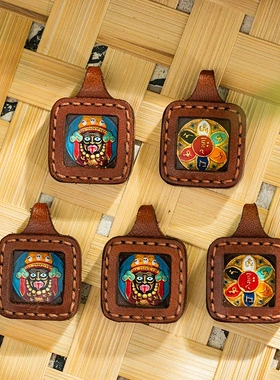 手绘唐卡西藏扎基拉姆绿度母黄财五爷diy配饰小吊坠手绘擦擦唐卡