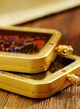 手绘唐卡绿度母扎基拉母黄财前世今生可定图朱砂吊坠手绘擦擦唐卡