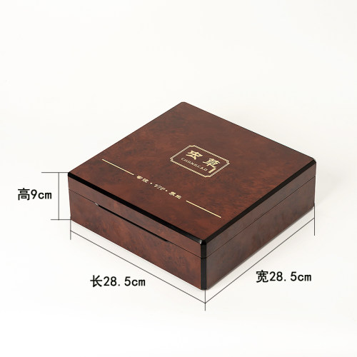 虫草包装盒豹纹冬虫夏草包装礼盒木质木盒褐色纹理高档礼品空盒子 - 图0