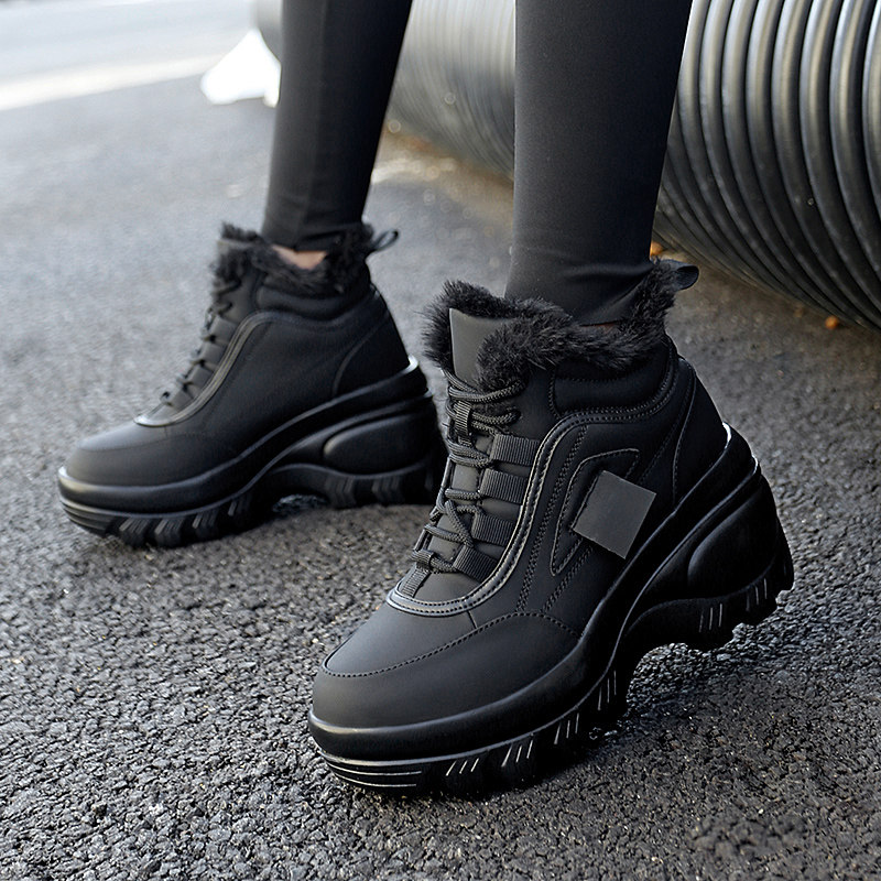 8CM厚底户外靴女冬季加绒加厚增高鞋棉靴防水高帮老爹鞋雪地短靴,淘宝优惠券,粉丝福利购,淘宝优惠卷
