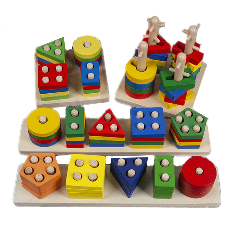 早教几何套柱1-3岁宝宝益智力玩具蒙特梭利蒙氏教具形状配对积木 - 图3
