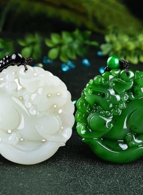 天然新疆和田玉双面貔貅吊坠男女款招财专运玉石玉佩碧玉情侣项链