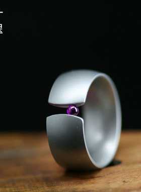 Jeu游戏钛钢戒指宝石球可移动