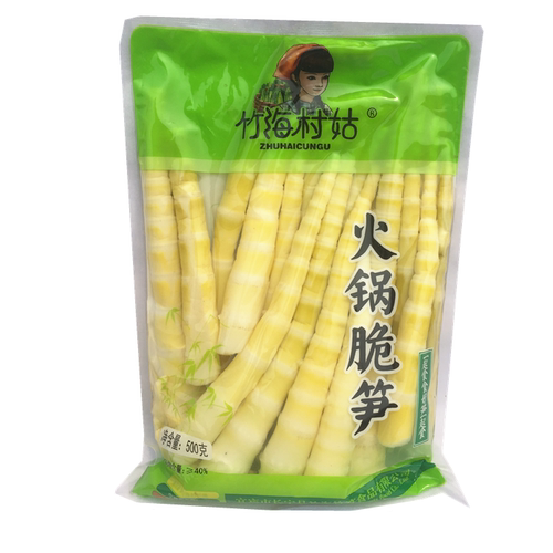 竹海村姑火锅脆笋500g/袋 四川长宁特产火锅冒菜串串香鲜竹笋 - 图0