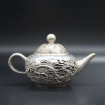 Ancient playing miscellaneous collection of antique double-dragon pot old wine pot bronze pot tea road new darling handicraft swing piece