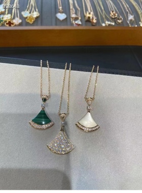 宝家白贝母小裙子项链女轻奢纯银玫瑰金扇子扇形长裙锁骨链白贝壳