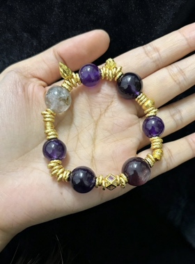 【金紫】法式复古天然石盘缠手链百搭富贵女小众设计轻奢优雅首饰