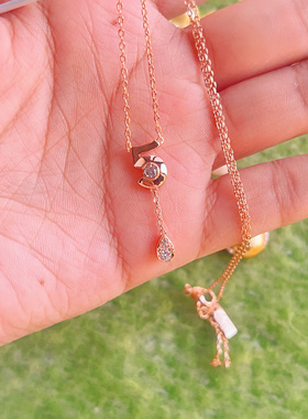 法式复古鹭青一同款玫瑰金锁骨链女幸运数字5吊坠百搭小香风项链