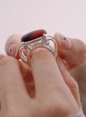 宝瓶花瓶玉石水晶玛瑙纯银戒指