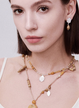 浮雕壁画猫猫玛瑙水晶纯银项链