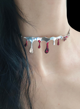 厌欲俱乐部暗黑哥特血滴小众项链