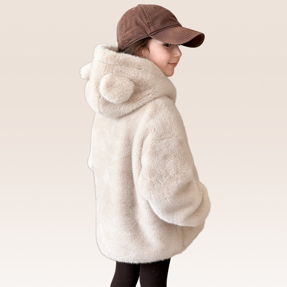 可爱小熊儿童皮草外套冬季加厚保暖连帽女童装男宝宝毛毛皮草大衣,淘宝优惠券,粉丝福利购,淘宝优惠卷