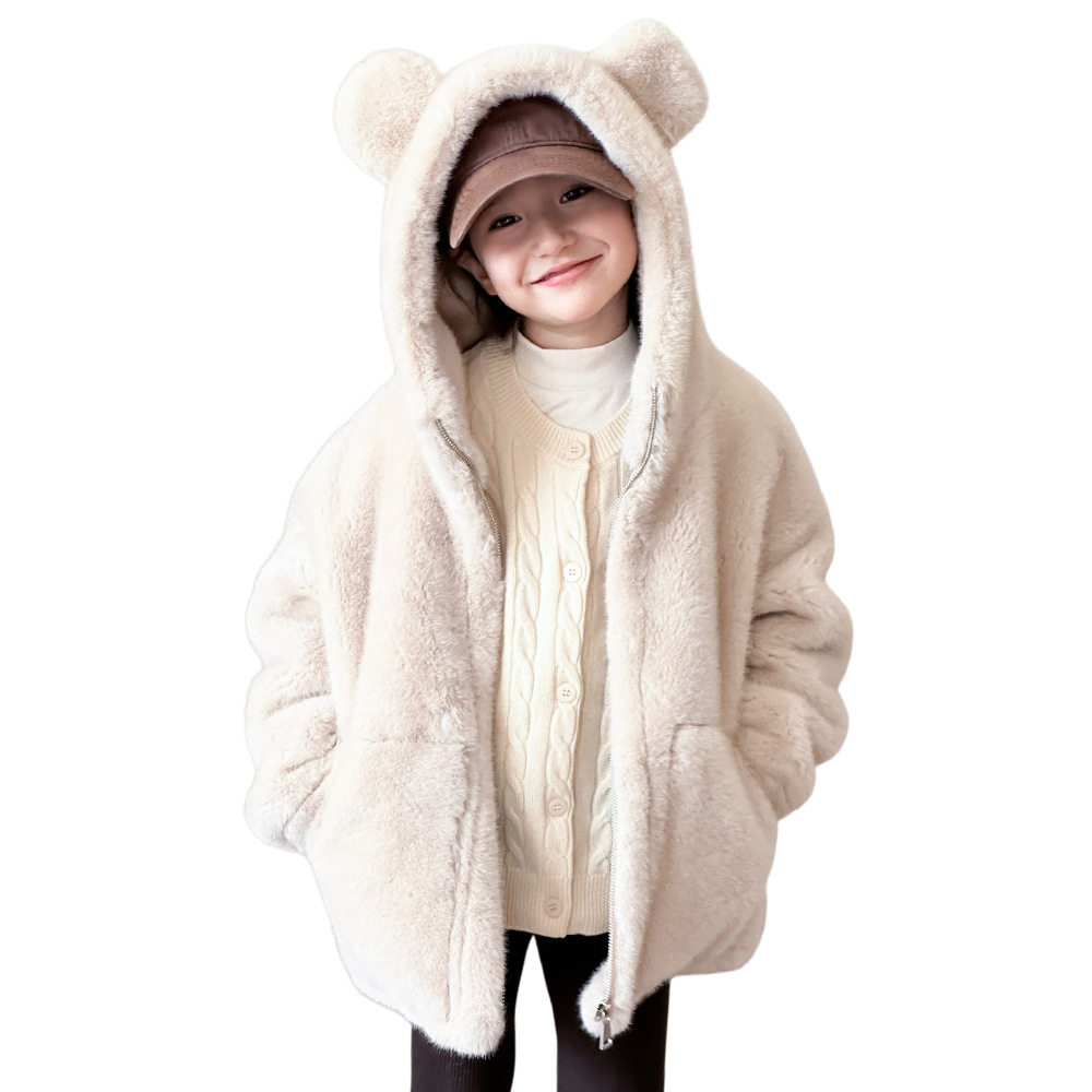 可爱小熊儿童皮草外套冬季加厚保暖连帽女童装男宝宝毛毛皮草大衣,淘宝优惠券,粉丝福利购,淘宝优惠卷