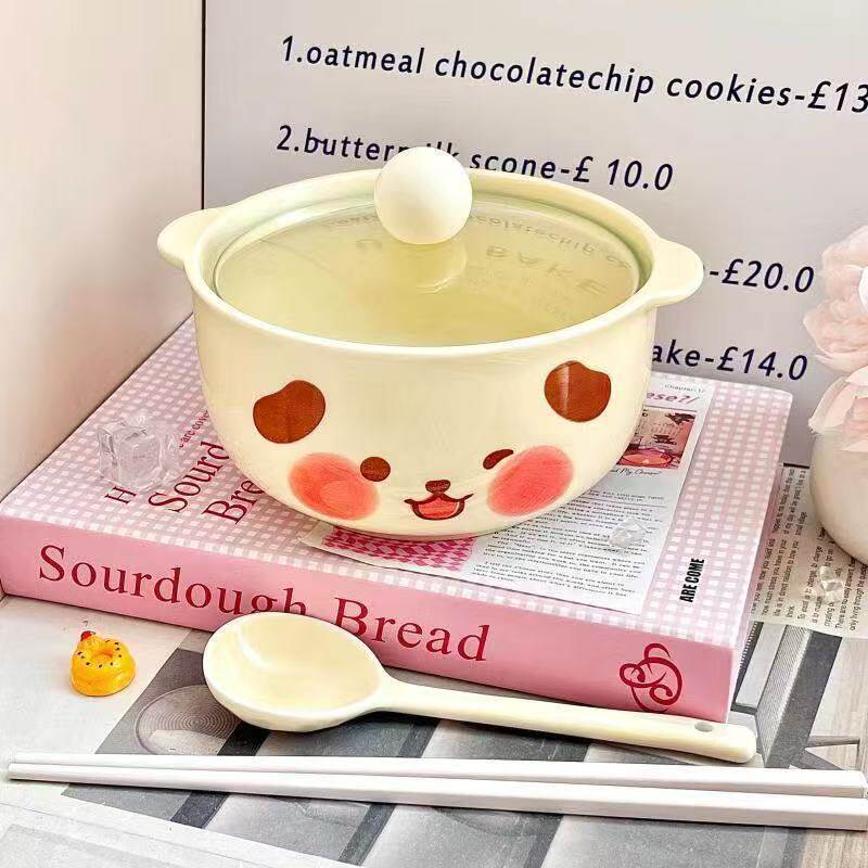 高级卡通可爱小猪猪陶瓷泡面碗带盖勺少女心双耳防烫高颜值大容量,淘宝优惠券,粉丝福利购,淘宝优惠卷