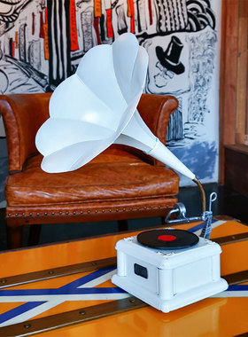 美式留声机摆件家居复古客厅北欧式怀旧轻奢道具电视柜酒柜装饰品